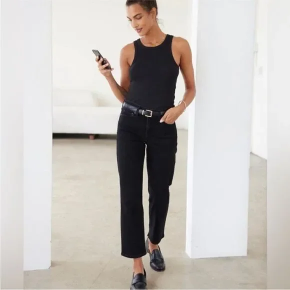 AYR The Frenchie Black Mid Rise Crop Jeans